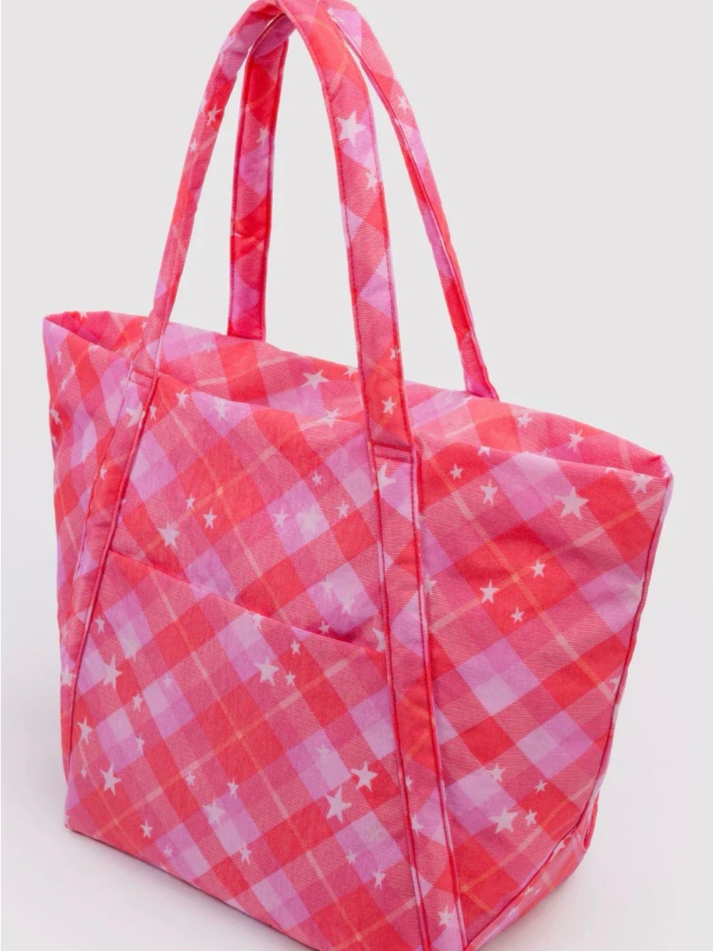 Baggu Cloud Bag Pink Star Plaid NWT - Picture 3 of 6